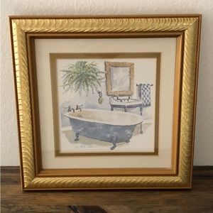Vintage French Blue Bathtub Frame Wall Art